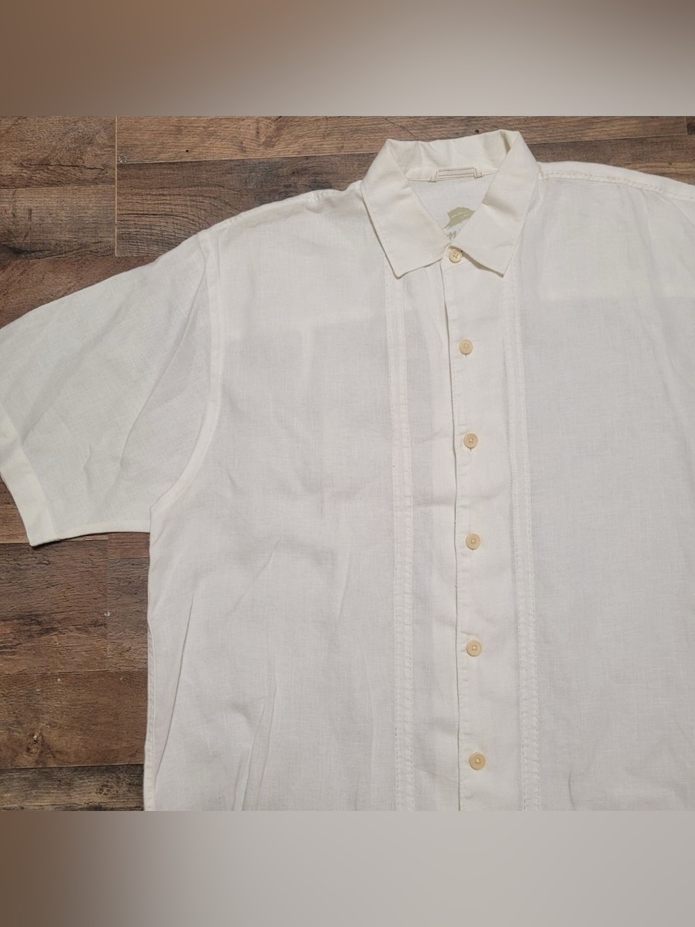 Men's Tommy Bahama Cuban Guayabera 100% Linen White Summer Shirt Size L